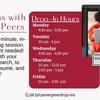 Graphic showcasing drop-in hours for Career Peers.